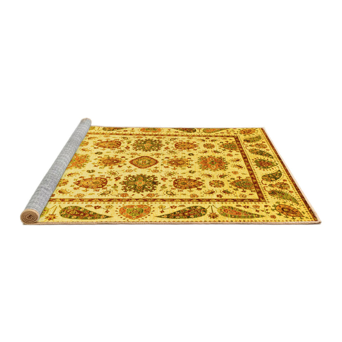 Sideview of Machine Washable Abstract Yellow Modern Rug, wshabs3745yw