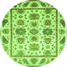 Round Machine Washable Abstract Green Modern Area Rugs, wshabs3745grn