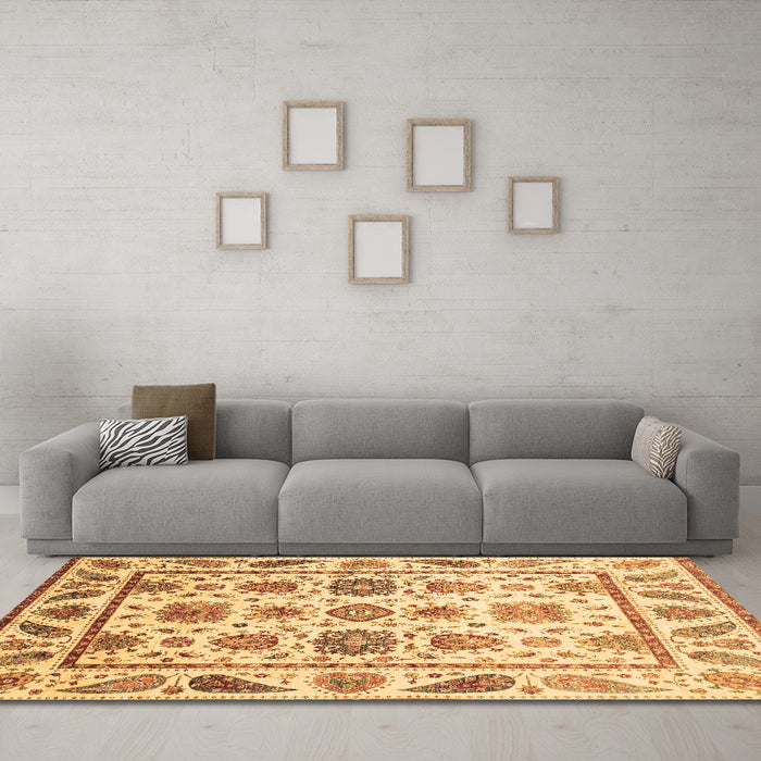 Machine Washable Abstract Brown Modern Rug in a Living Room,, wshabs3745brn