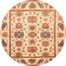 Round Abstract Brown Gold Modern Rug, abs3745