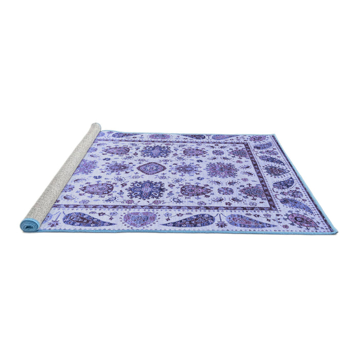 Sideview of Machine Washable Abstract Blue Modern Rug, wshabs3745blu