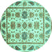 Round Abstract Turquoise Modern Rug, abs3745turq