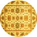 Round Abstract Yellow Modern Rug, abs3745yw