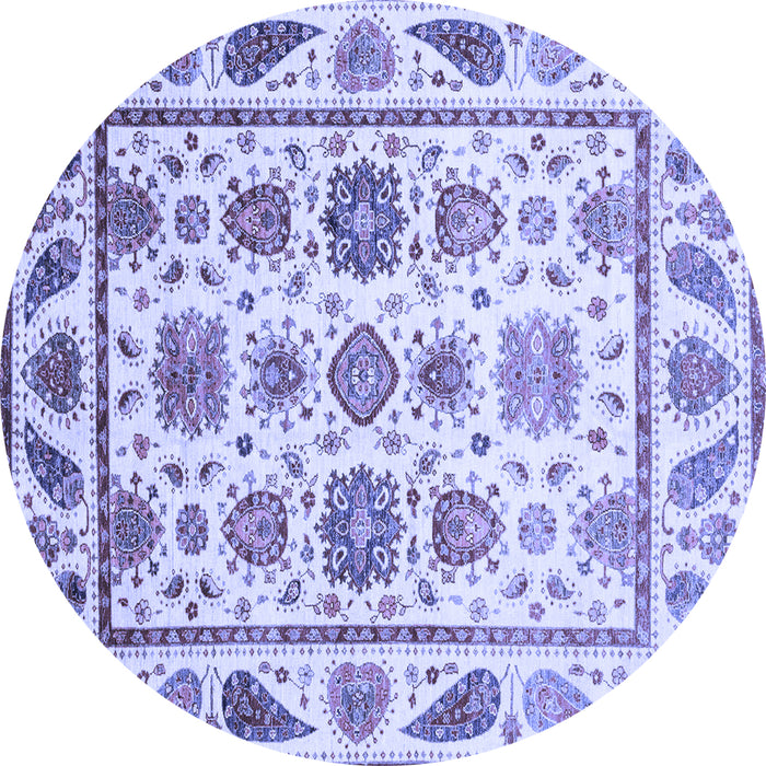Round Abstract Blue Modern Rug, abs3745blu