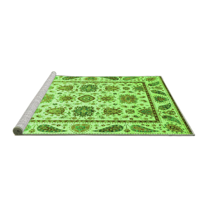 Sideview of Machine Washable Abstract Green Modern Area Rugs, wshabs3745grn