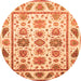 Round Machine Washable Abstract Orange Modern Area Rugs, wshabs3745org