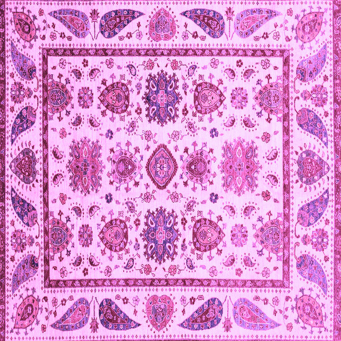 Square Machine Washable Abstract Purple Modern Area Rugs, wshabs3745pur