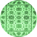 Round Abstract Emerald Green Modern Rug, abs3745emgrn