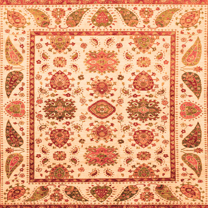 Square Abstract Orange Modern Rug, abs3745org