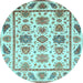 Round Abstract Light Blue Modern Rug, abs3745lblu