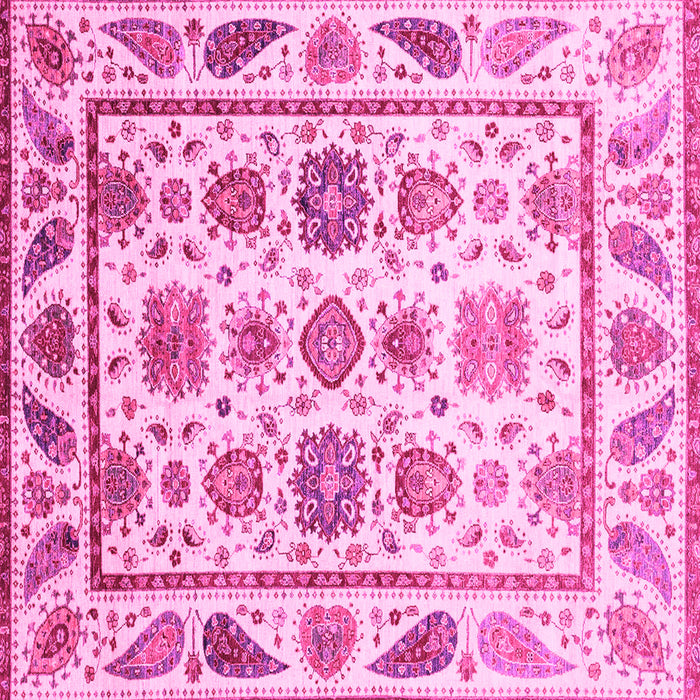 Square Machine Washable Abstract Pink Modern Rug, wshabs3745pnk