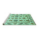 Sideview of Machine Washable Abstract Turquoise Modern Area Rugs, wshabs3745turq