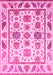 Machine Washable Abstract Pink Modern Rug, wshabs3745pnk