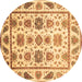 Round Abstract Brown Modern Rug, abs3745brn