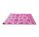 Sideview of Machine Washable Abstract Pink Modern Rug, wshabs3745pnk