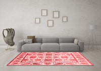 Machine Washable Abstract Red Modern Rug, wshabs3745red