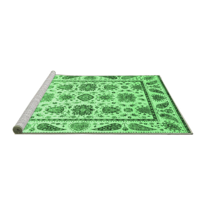 Sideview of Machine Washable Abstract Emerald Green Modern Area Rugs, wshabs3745emgrn