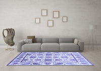 Machine Washable Abstract Blue Modern Rug, wshabs3745blu