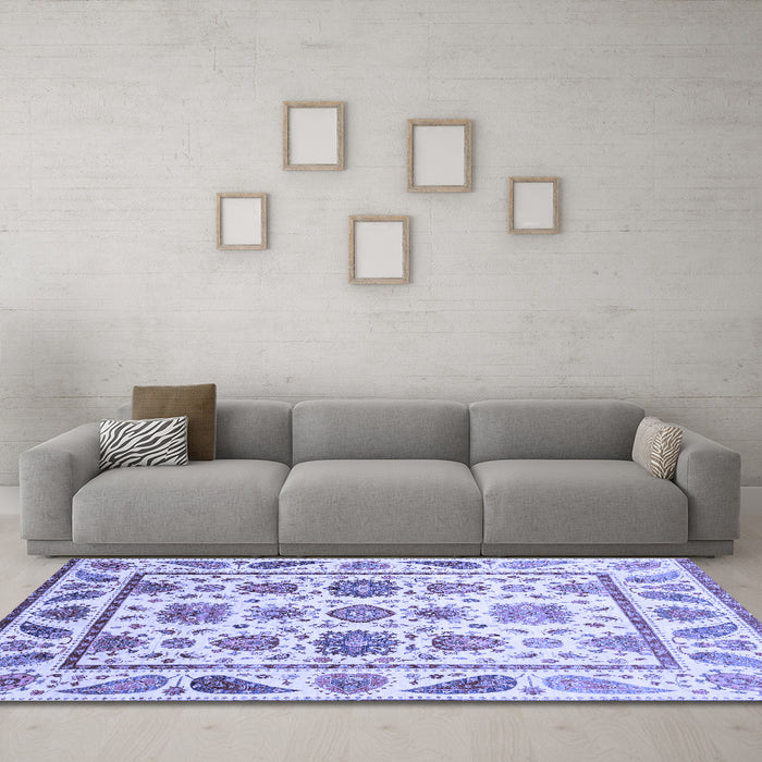 Machine Washable Abstract Blue Modern Rug in a Living Room, wshabs3745blu