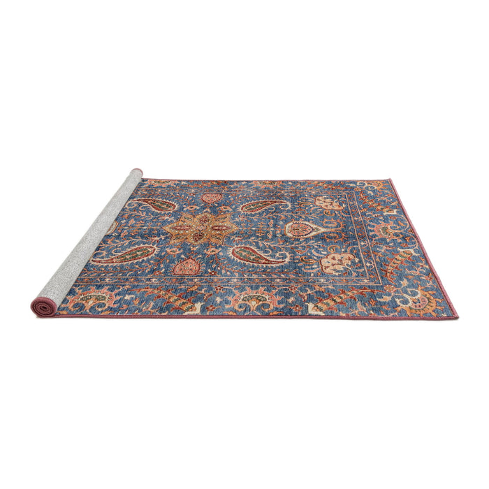 Sideview of Machine Washable Abstract Rosy-Finch Purple Rug, wshabs3746