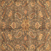 Square Machine Washable Oriental Brown Traditional Rug, wshabs3746brn