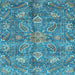 Square Machine Washable Oriental Light Blue Traditional Rug, wshabs3746lblu