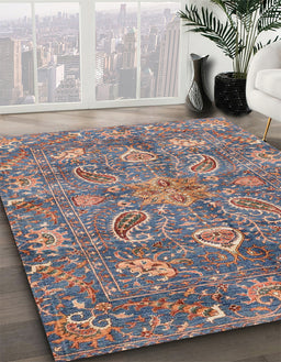 Abstract Rosy Purple Oriental Rug in Family Room, abs3746