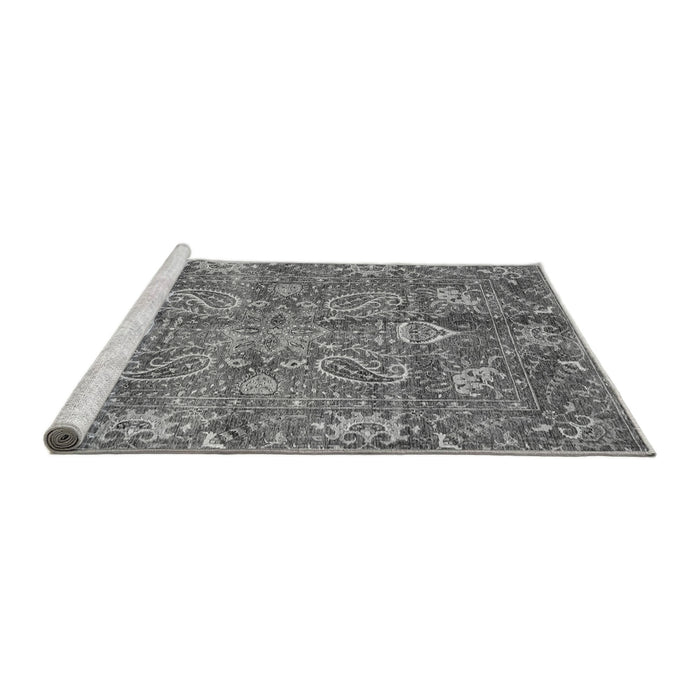 Sideview of Machine Washable Oriental Gray Traditional Rug, wshabs3746gry