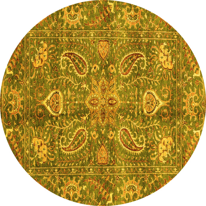Round Oriental Yellow Traditional Rug, abs3746yw