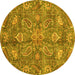 Round Oriental Yellow Traditional Rug, abs3746yw