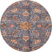 Round Abstract Rosy Purple Oriental Rug, abs3746