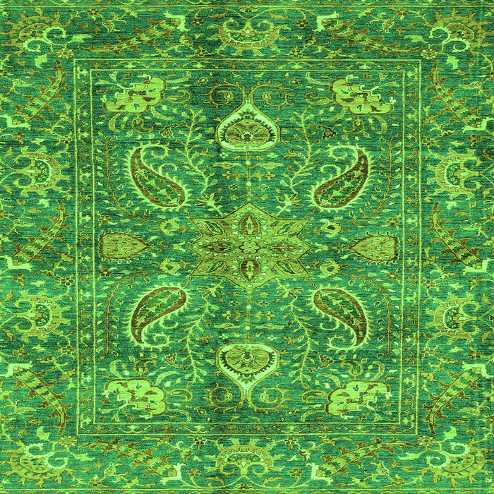 Square Oriental Green Traditional Rug, abs3746grn
