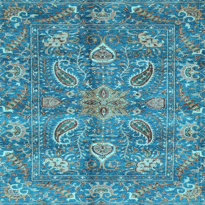 Square Oriental Light Blue Traditional Rug, abs3746lblu