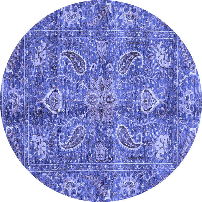 Round Oriental Blue Traditional Rug, abs3746blu