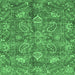 Square Machine Washable Oriental Emerald Green Traditional Area Rugs, wshabs3746emgrn