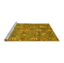 Sideview of Machine Washable Oriental Yellow Traditional Rug, wshabs3746yw