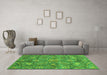 Machine Washable Oriental Green Traditional Area Rugs in a Living Room,, wshabs3746grn