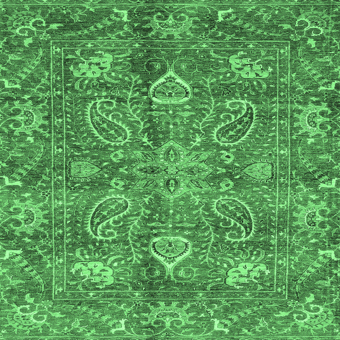 Square Oriental Emerald Green Traditional Rug, abs3746emgrn