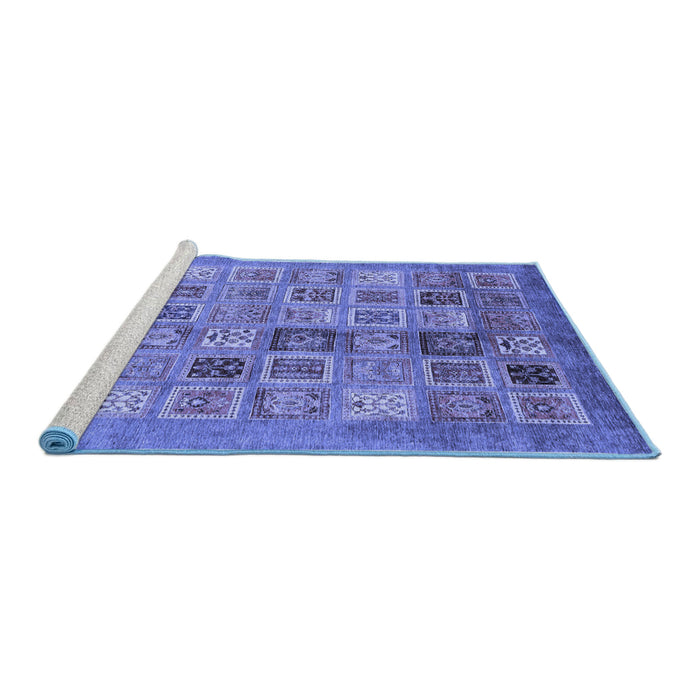 Sideview of Machine Washable Abstract Blue Modern Rug, wshabs3747blu