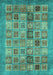 Machine Washable Abstract Turquoise Modern Area Rugs, wshabs3747turq