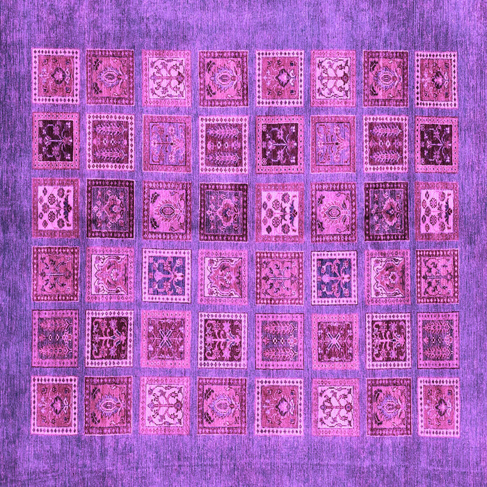 Square Machine Washable Abstract Purple Modern Area Rugs, wshabs3747pur