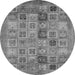 Round Machine Washable Abstract Gray Modern Rug, wshabs3747gry