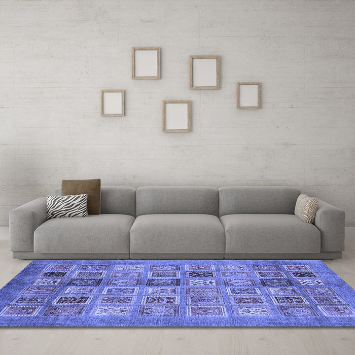 Machine Washable Abstract Blue Modern Rug in a Living Room, wshabs3747blu