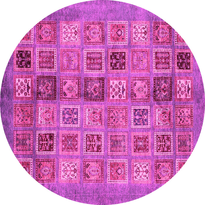 Round Machine Washable Abstract Pink Modern Rug, wshabs3747pnk