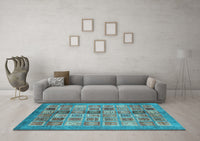 Machine Washable Abstract Light Blue Modern Rug, wshabs3747lblu