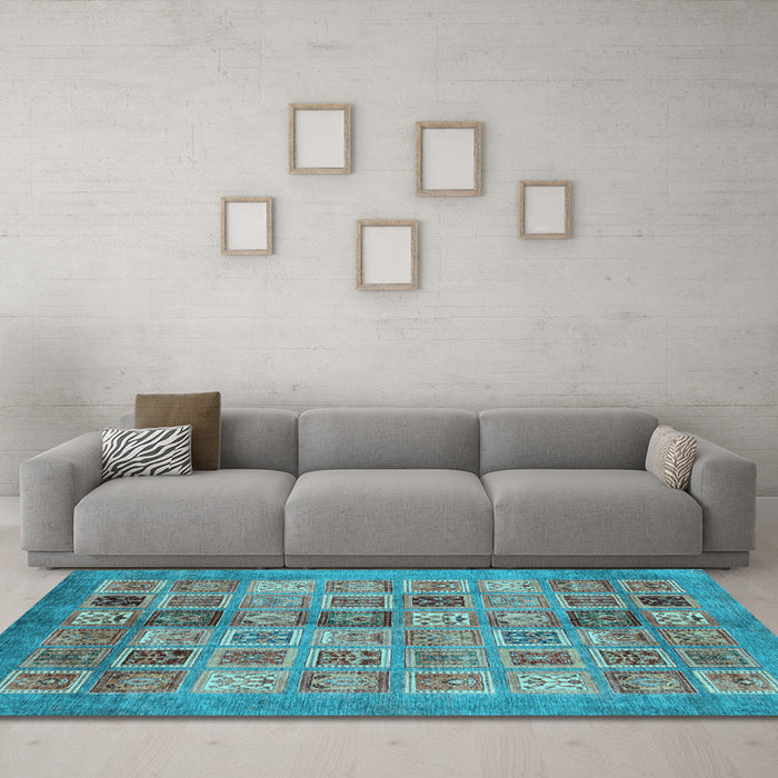Machine Washable Abstract Light Blue Modern Rug in a Living Room, wshabs3747lblu