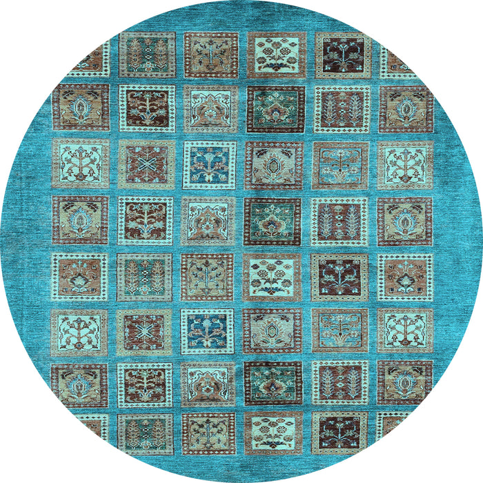 Round Abstract Light Blue Modern Rug, abs3747lblu