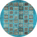 Round Abstract Light Blue Modern Rug, abs3747lblu