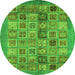 Round Machine Washable Abstract Green Modern Area Rugs, wshabs3747grn