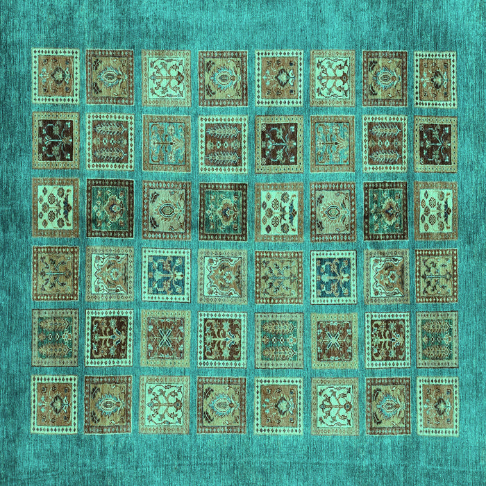 Square Abstract Turquoise Modern Rug, abs3747turq